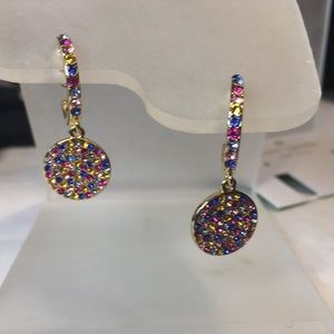 Kate Spade New York Shine on Pave Dangle Hoop with disk Earrings, Color: Multi